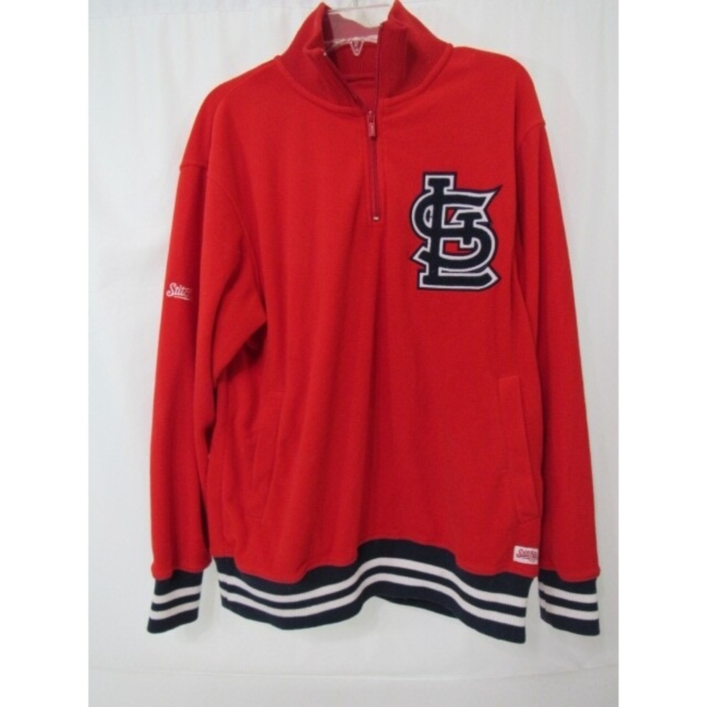 Stitches St. Louis Cardinals Red Flannel 1/4 Zip Sports Jacket Sz L